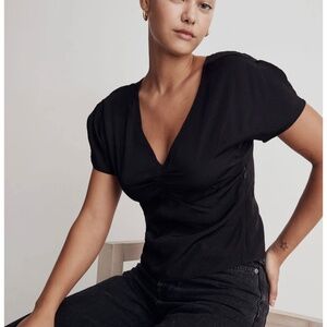 Madewell Puff Sleeve Floral Jacquard Top Size 4